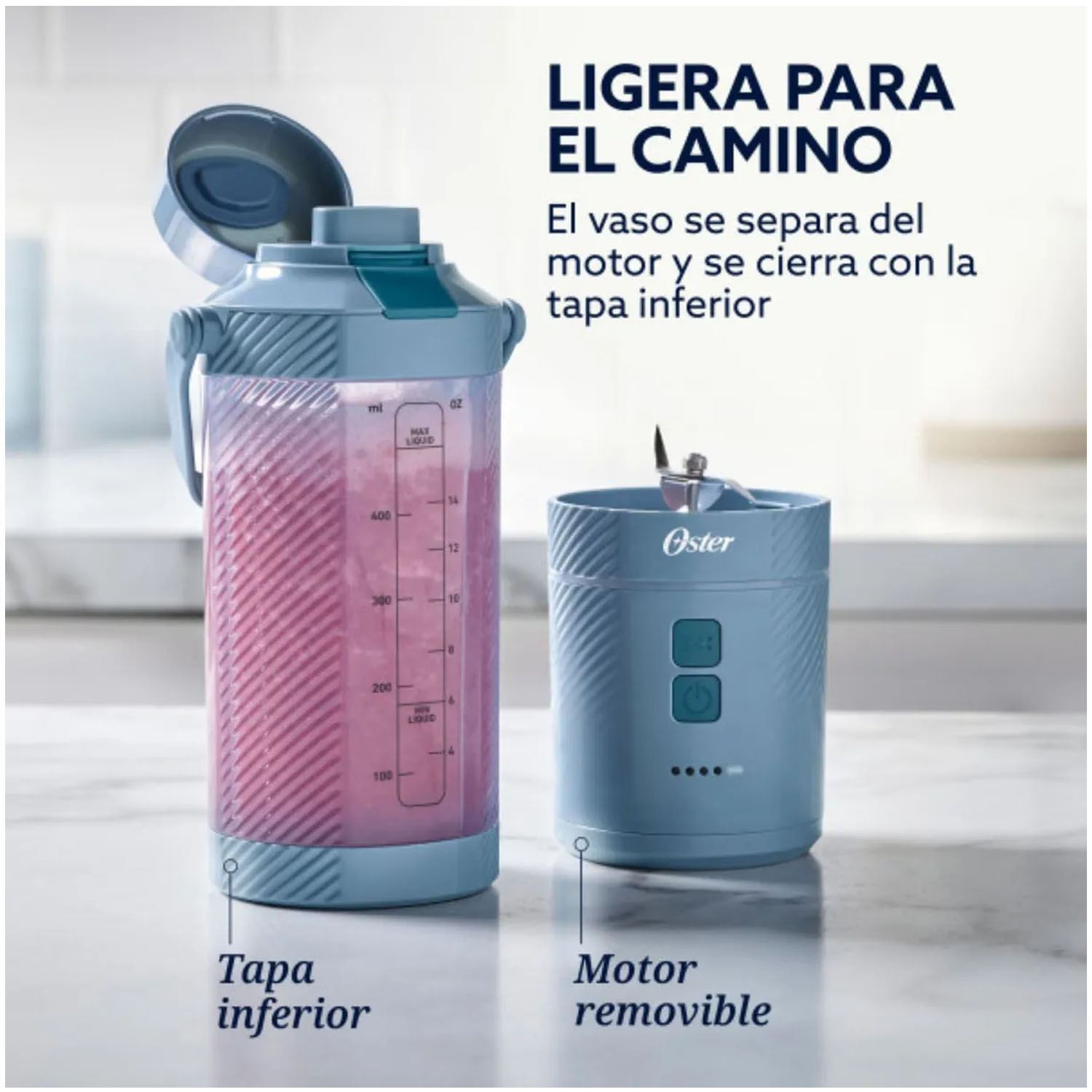 LICUADORA PORTÁTIL OSTER GOMAX, 590 ML , PARA SMOOTHIES, AZUL, BLSTGFP-MH20 - 7