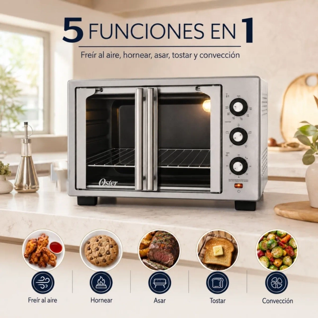 HORNO CON FREIDORA DE AIRE OSTER® DE 35 LITROS, PUERTAS FRANCESAS, TSSTTV35FDMAFNS - 4