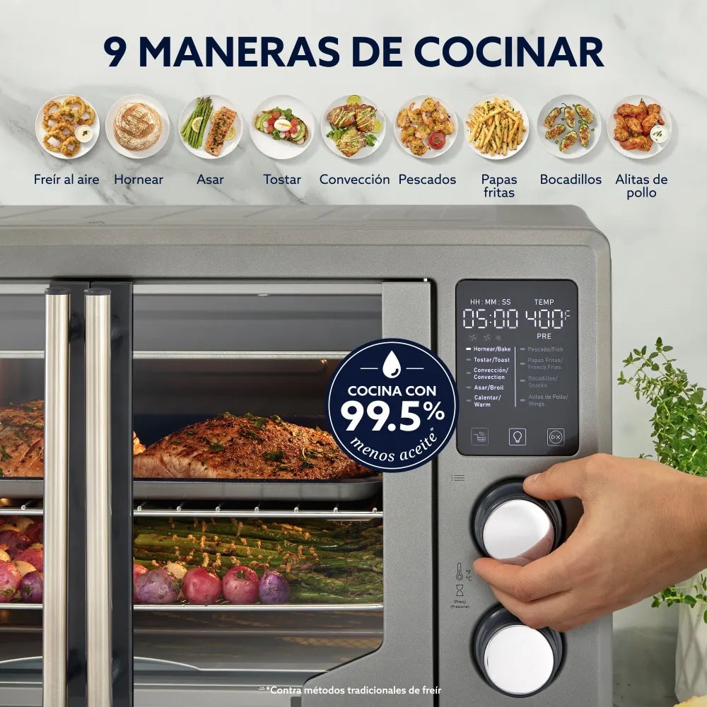 HORNO CON FREIDORA DE AIRE DIGITAL OSTER® DE 42 LITROS, PUERTAS FRANCESAS, TSSTTV42FDDAFNS - 3