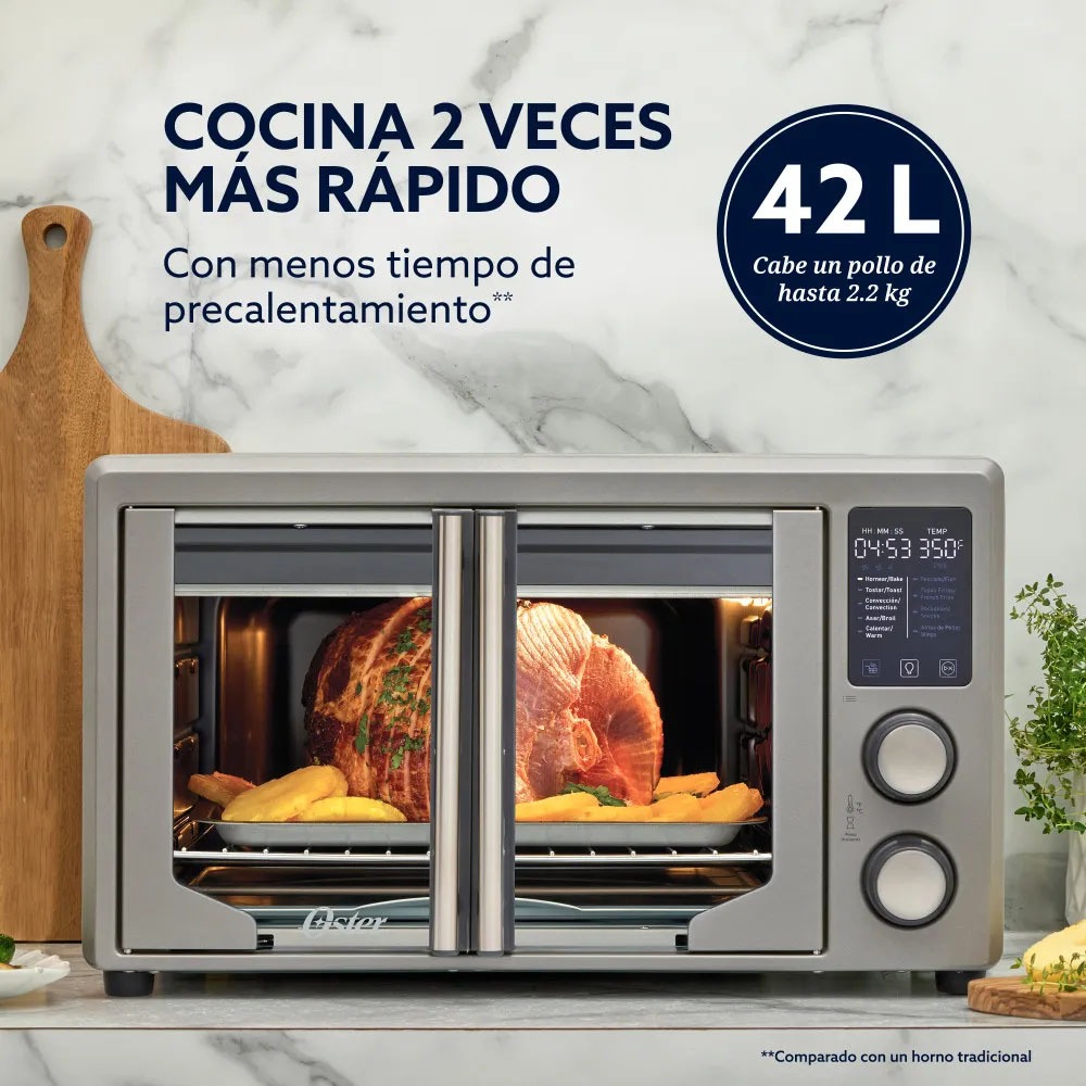 HORNO CON FREIDORA DE AIRE DIGITAL OSTER® DE 42 LITROS, PUERTAS FRANCESAS, TSSTTV42FDDAFNS - 4