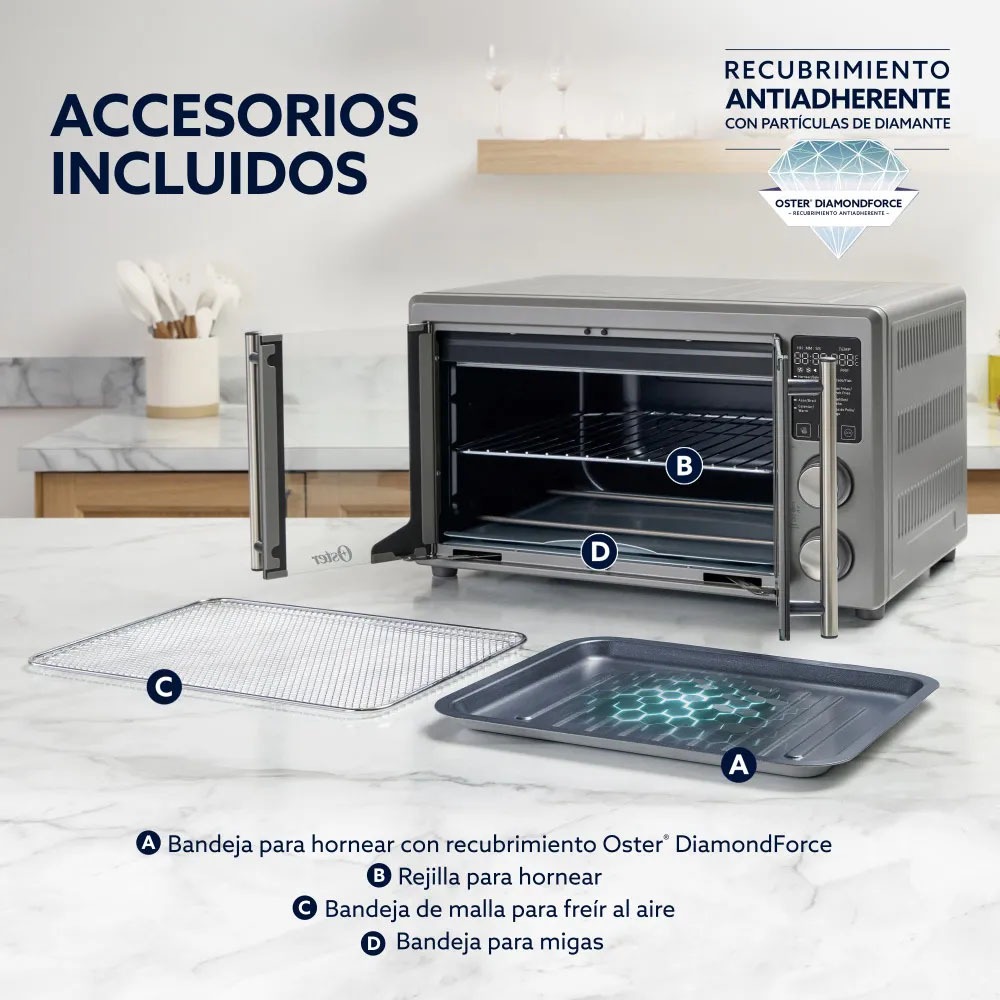 HORNO CON FREIDORA DE AIRE DIGITAL OSTER® DE 42 LITROS, PUERTAS FRANCESAS, TSSTTV42FDDAFNS - 6