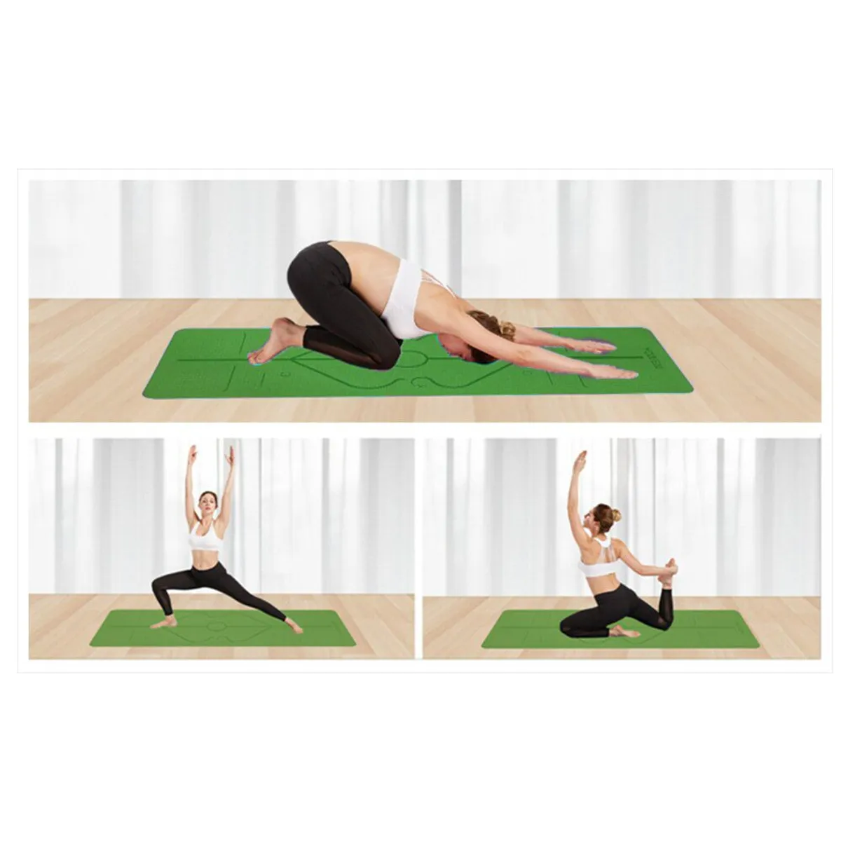 MAT DE YOGA PILATES 10 MM CON ELÁSTICO PORTÁTIL VERDE - 3