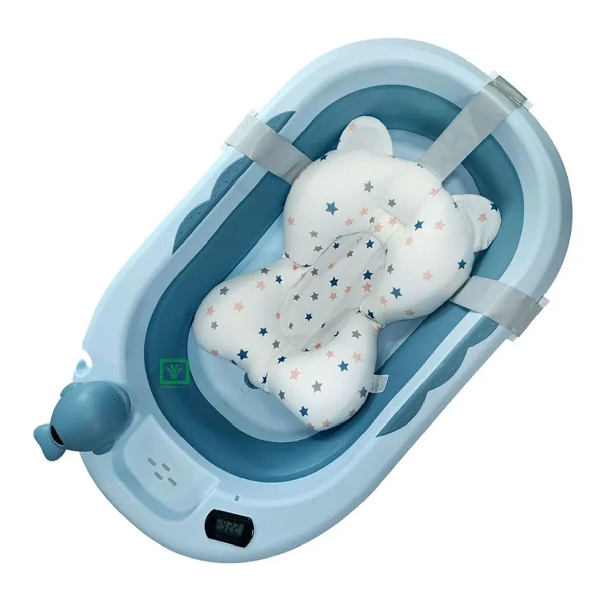 BAÑERA TINA DE BAÑO PLEGABLE BALLENITA CON TERMÓMETRO AZUL - 6