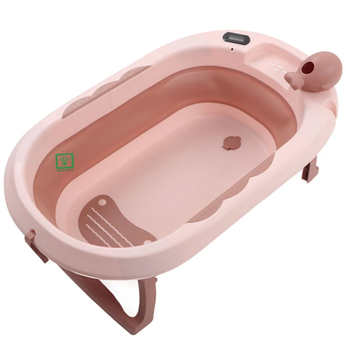 BAÑERA TINA DE BAÑO PLEGABLE BALLENITA CON TERMÓMETRO ROSADO - 2