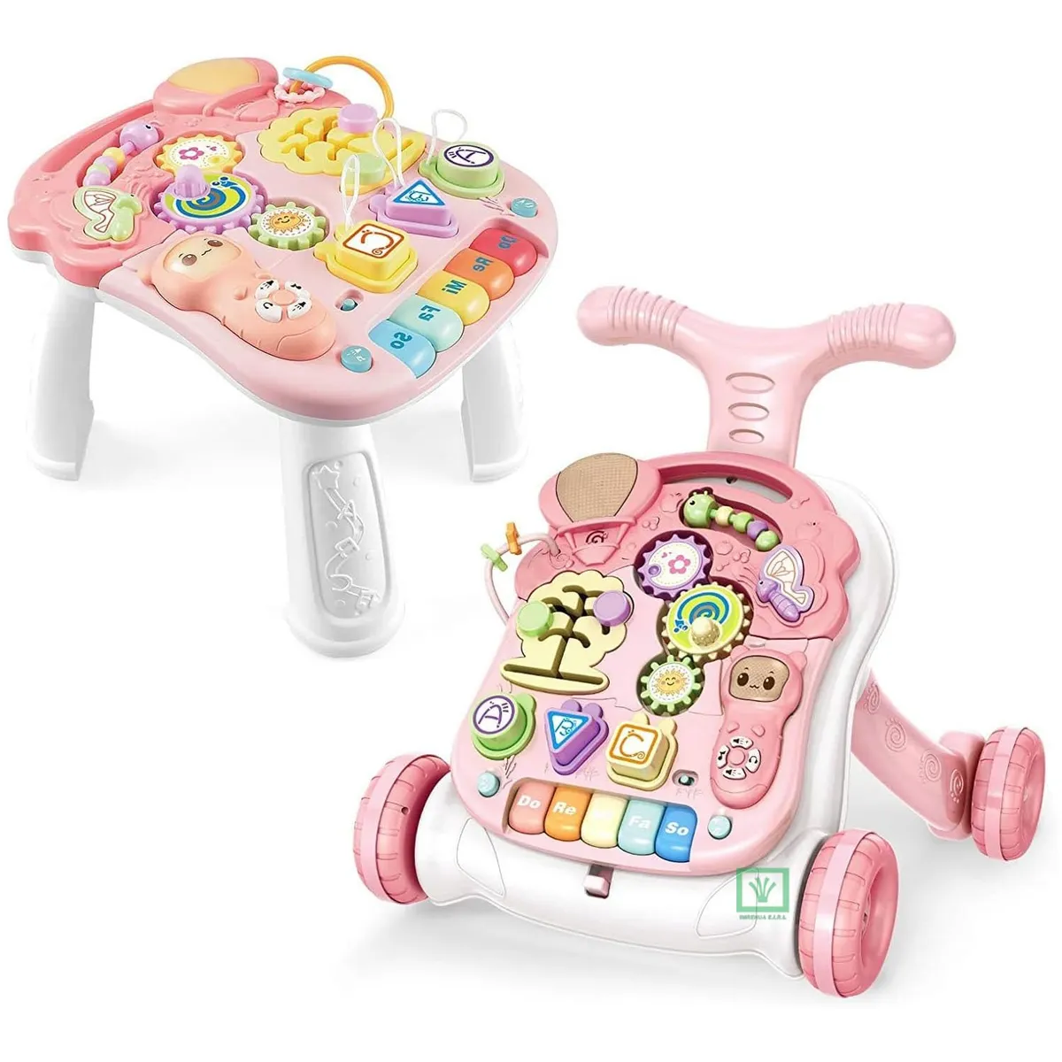 ANDADOR Y MESA ACTIVIDADES PARA BEBÉS 2 EN 1 ROSADO - 5