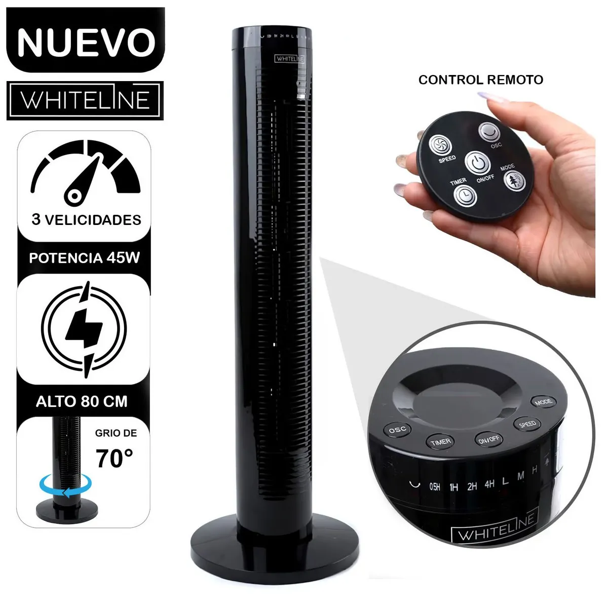VENTILADOR DE TORRE SILENCIOSO YF-T03214 3V 45W CONTROL REMOTO - 1