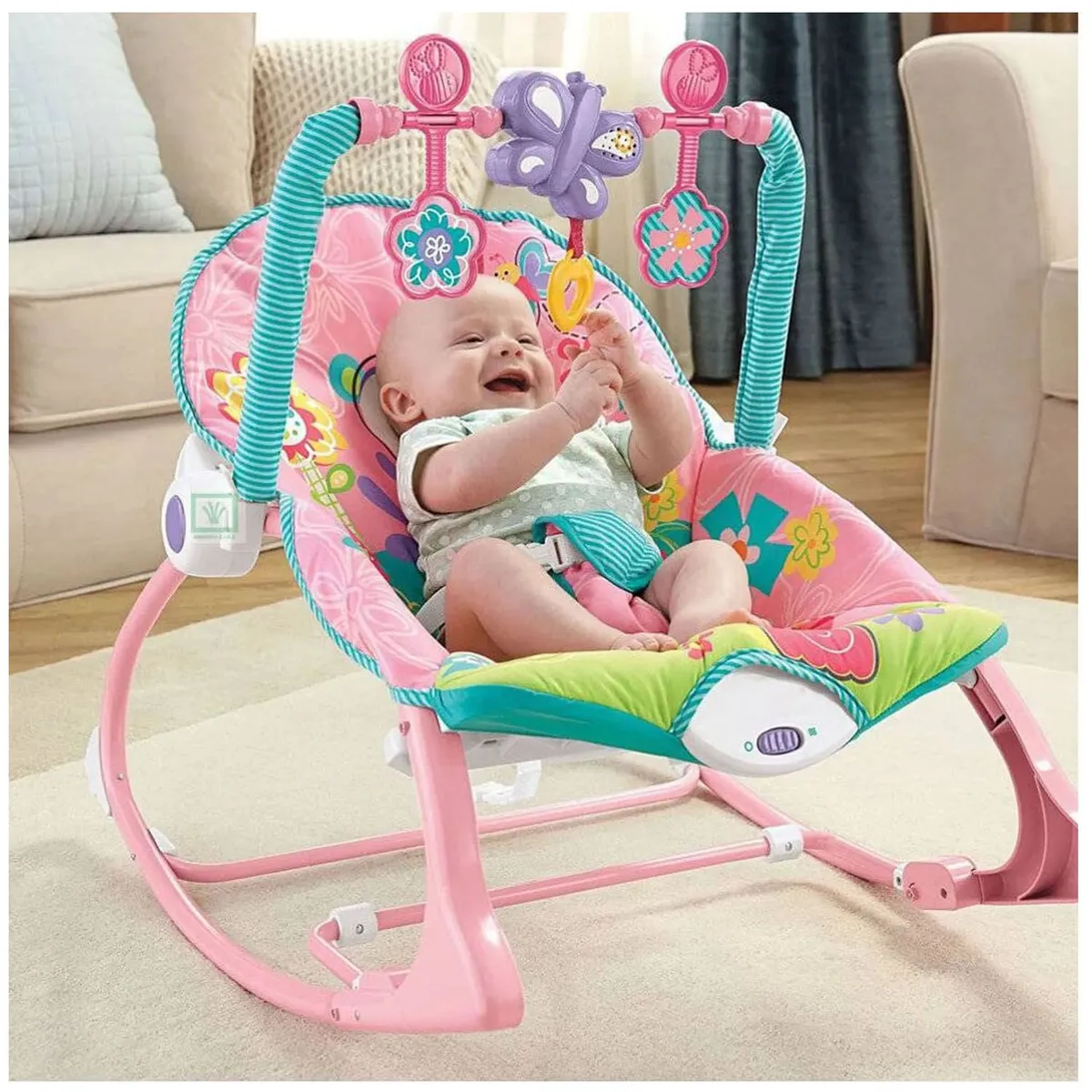 SILLA MECEDORA VIBRADORA MUSICAL MONKEY PINK - 3
