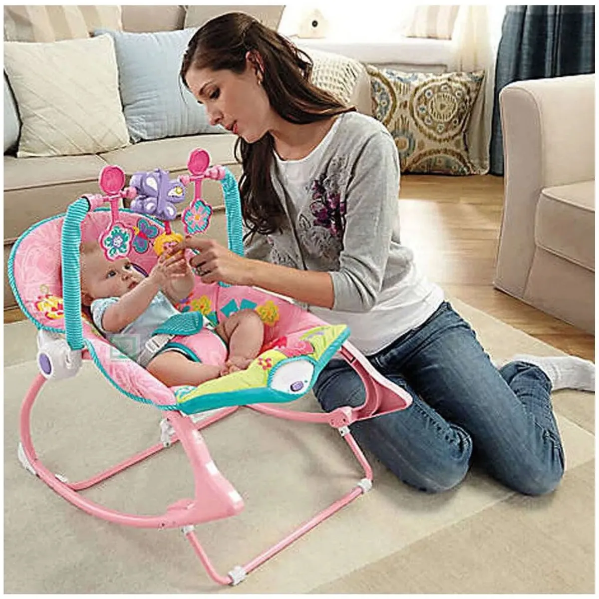 SILLA MECEDORA VIBRADORA MUSICAL MONKEY PINK - 4
