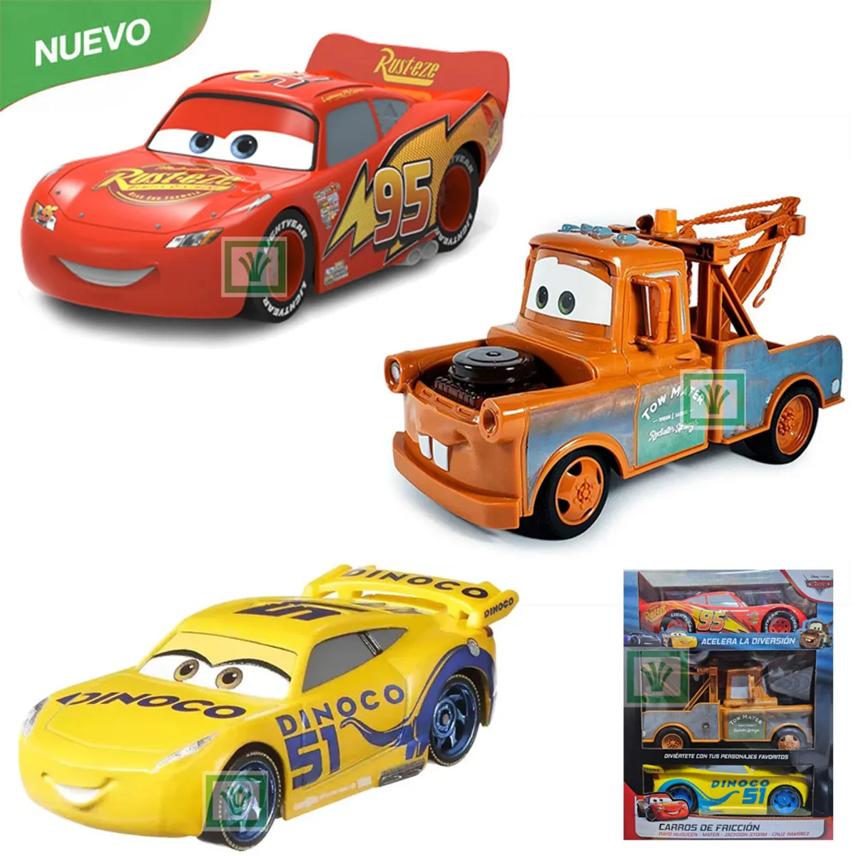 COCHES A FRICCIÓN MCQUEEN MATER Y CRUZ RAMIREZ CARS - 1