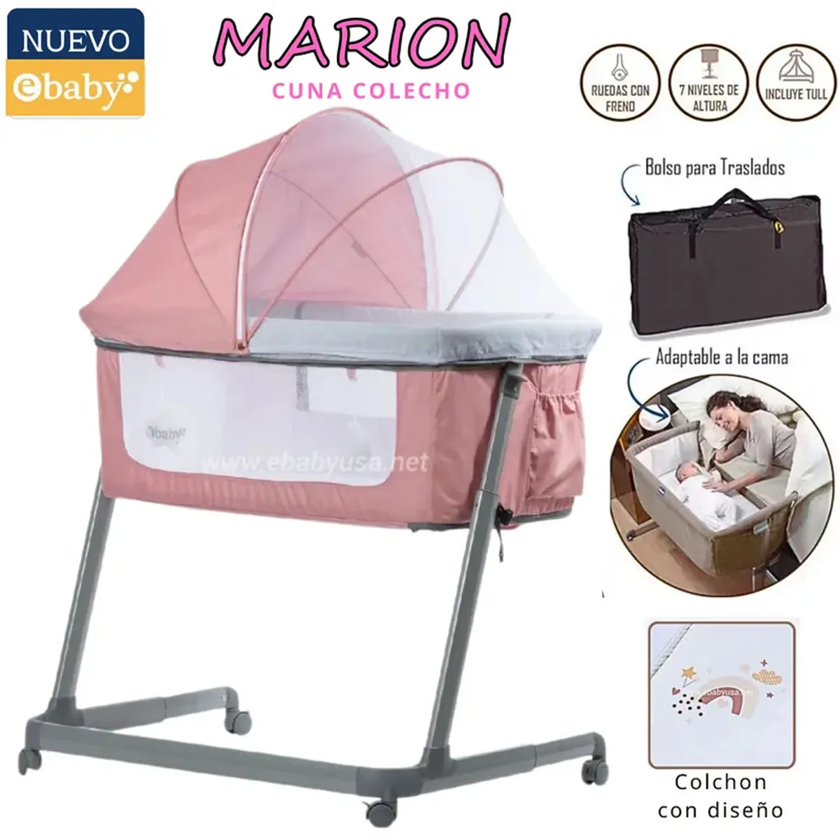 CUNA COLECHO MARION ROSADO EBABY - 1