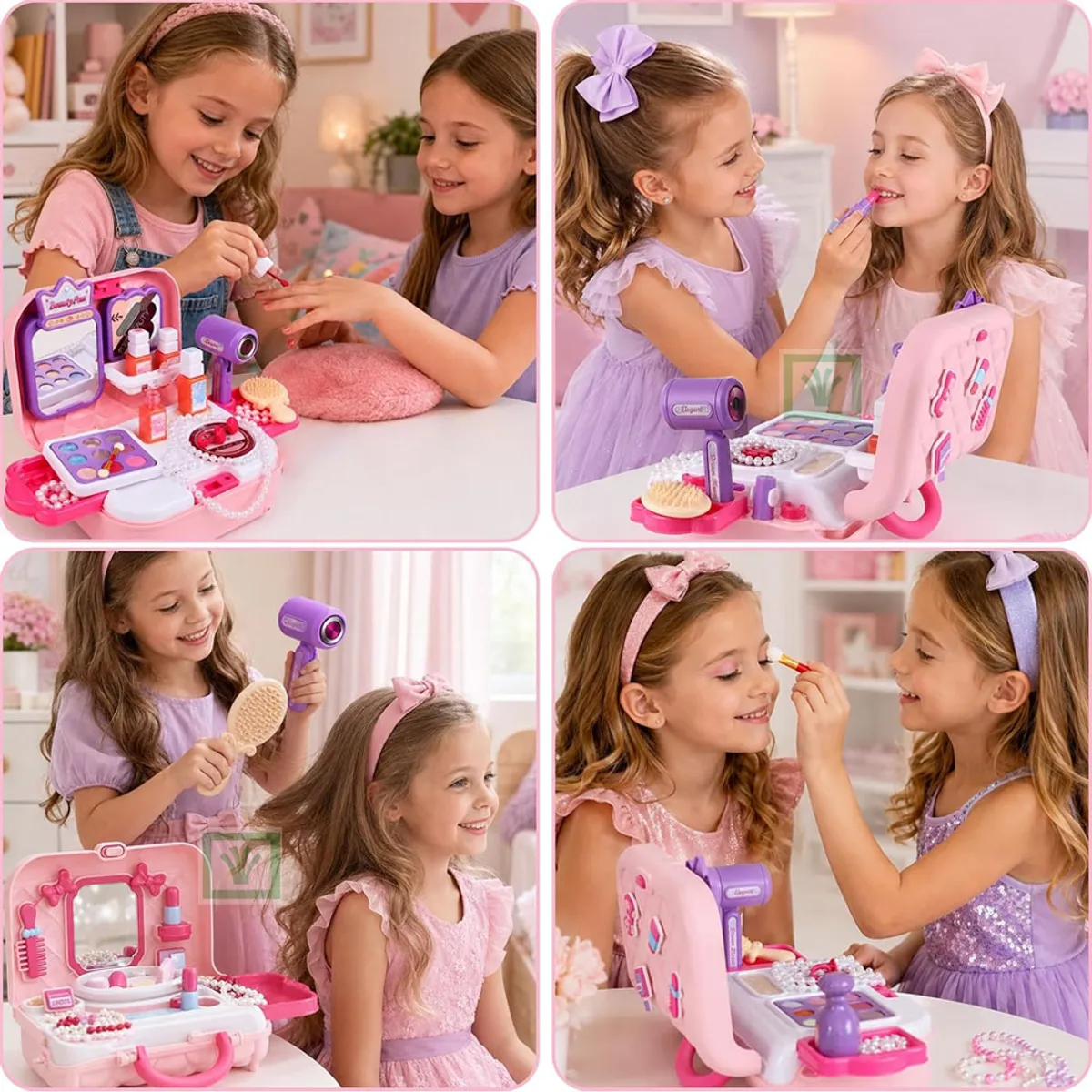 JUGUETE MALETIN TOCADOR DE MAQUILLAJE 2 EN 1 ROSADO 008-703A - 2