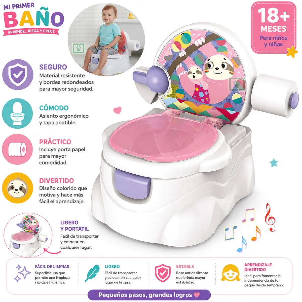BACIN DE ENTRENAMIENTO MUSICAL PARA BEBES PANDITA - 1