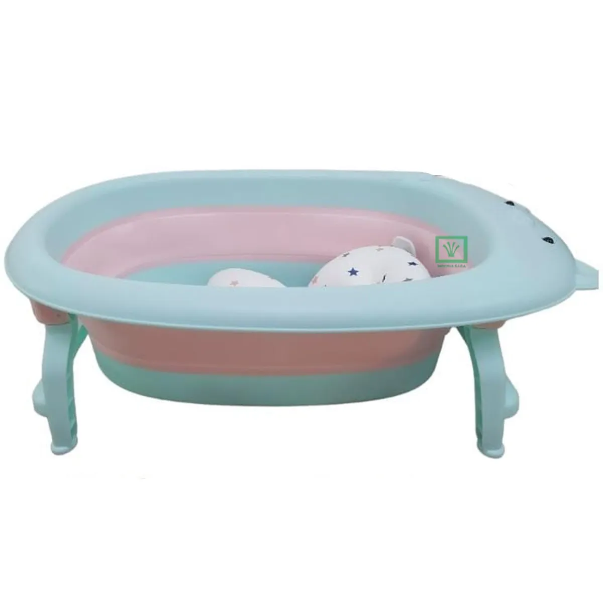 BAÑERA TINA DE BAÑO PLEGABLE CHANCHITO CELESTE - 3