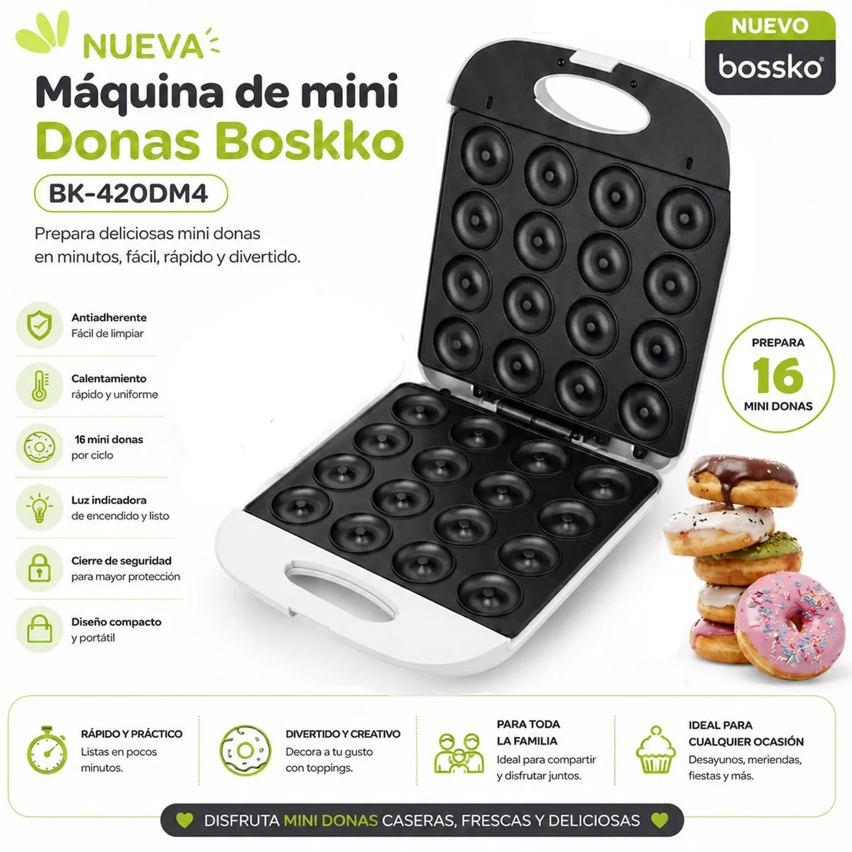 Maquina para hacer donas BOSSKO de 16 unidades - BK-420DM4 - 1