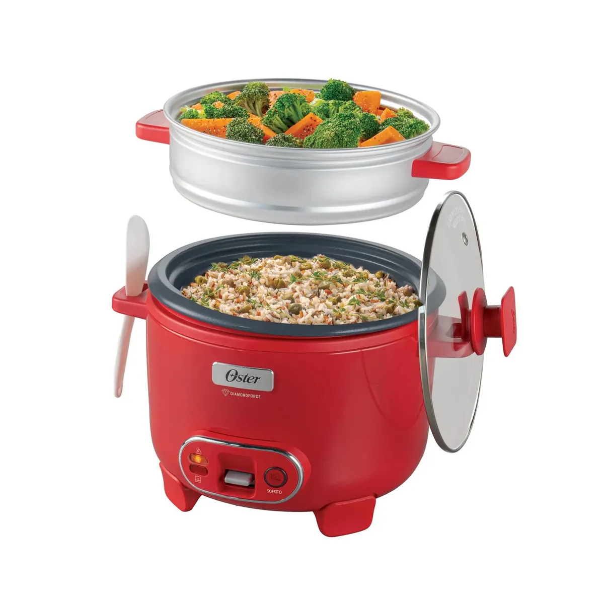 OLLA ARROCERA OSTER 1.8L 3 EN 1 FUNCIÓN DE SOFRITO VAPORERA ROJO CKSTRC10DFPNK - 2