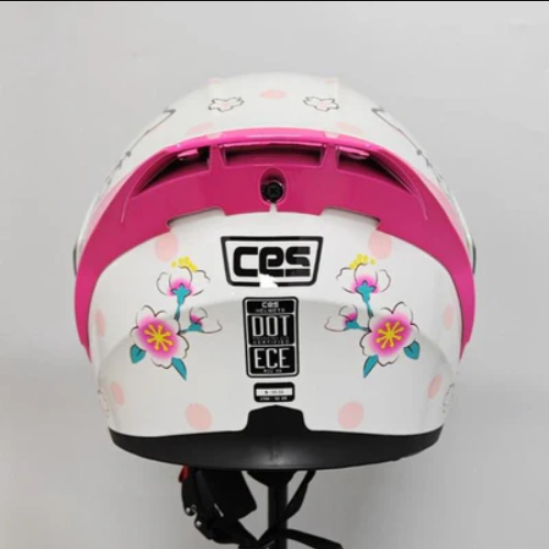 CASCO MOTO CES ABATIBLE HELLO KITTY EX SOMAN BLANCO CON ROSADO - TALLA S - 2