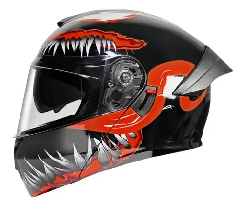 CASCO MOTO AXK ABATIBLE VENOM ROJO BRILLO OLARIZADO ROJO L - 1