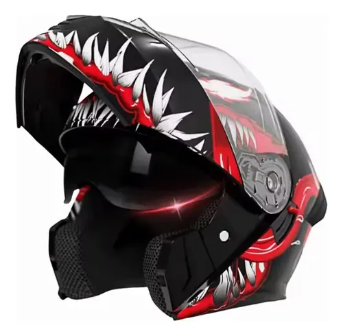 CASCO MOTO AXK ABATIBLE VENOM ROJO BRILLO OLARIZADO ROJO L - 2