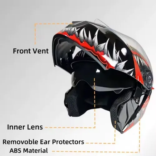 CASCO MOTO AXK ABATIBLE VENOM ROJO BRILLO OLARIZADO ROJO L - 3
