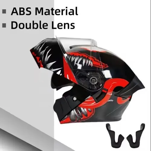 CASCO MOTO AXK ABATIBLE VENOM ROJO BRILLO OLARIZADO ROJO L - 4