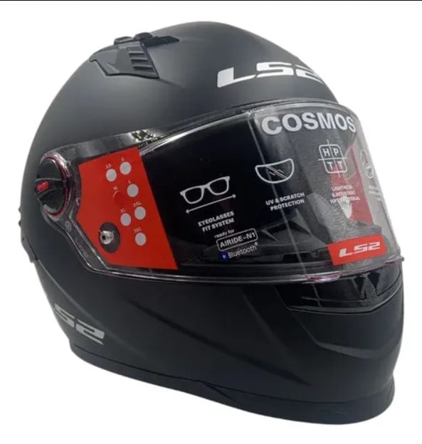 CASCO MOTO LS2 COSMOS NEGRO MATE TRANSPARENTE ECER 2206 - L - 2