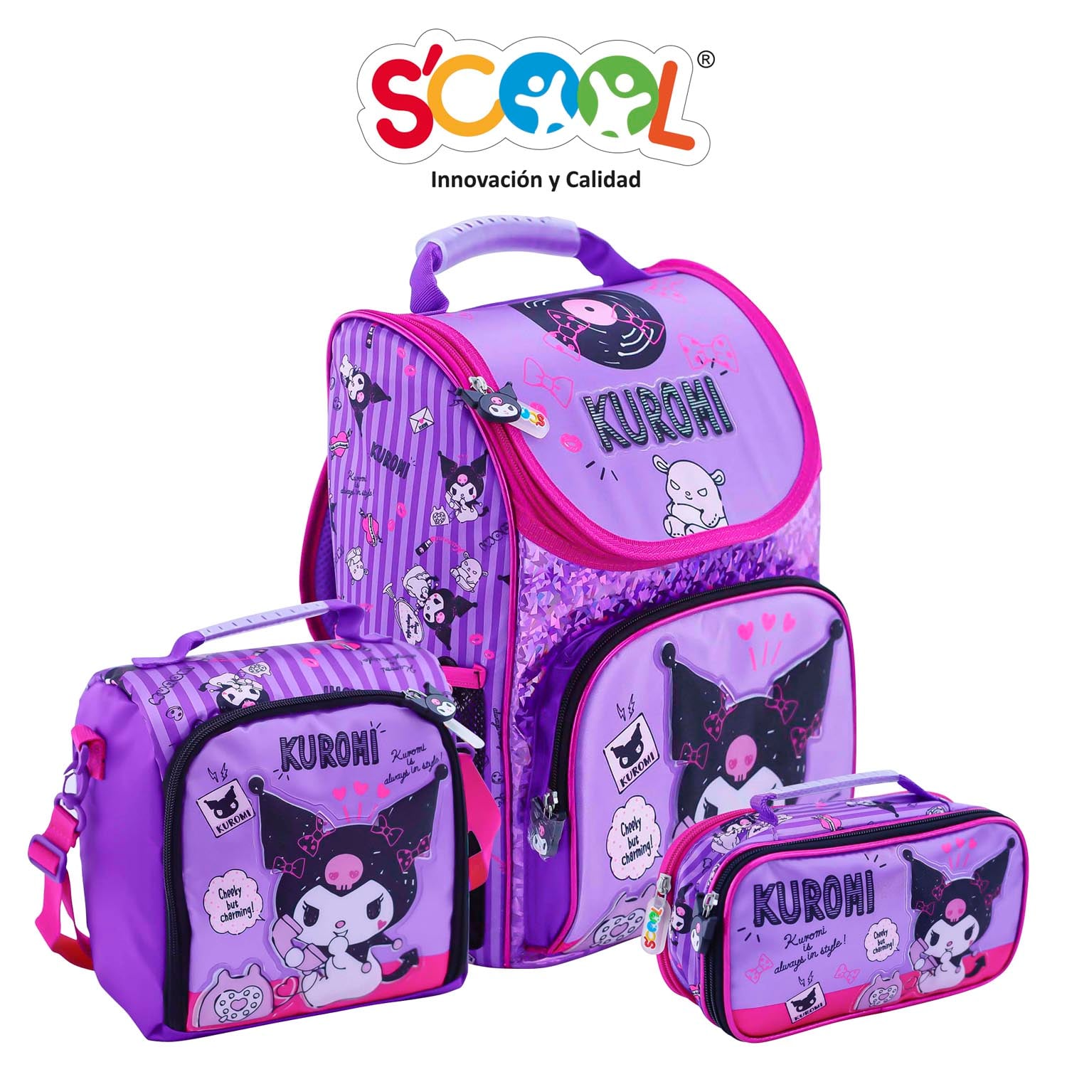 SET MOCHILA PICK SCOOL MAGIC TELA CPVC KUROMI - 1
