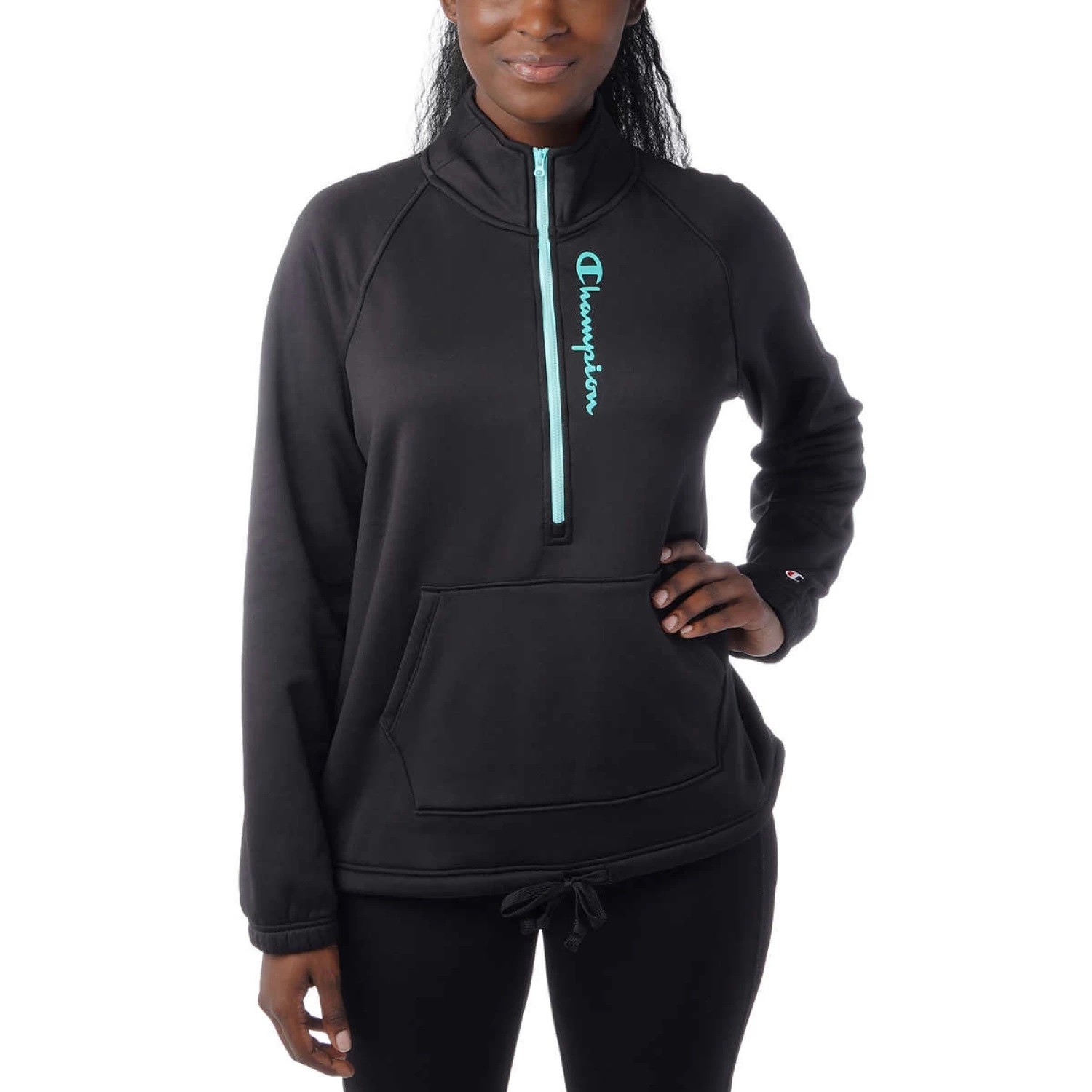 POLERA CON FORRO POLAR CHAMPION HALF ZIP BLACK MUJER - 1