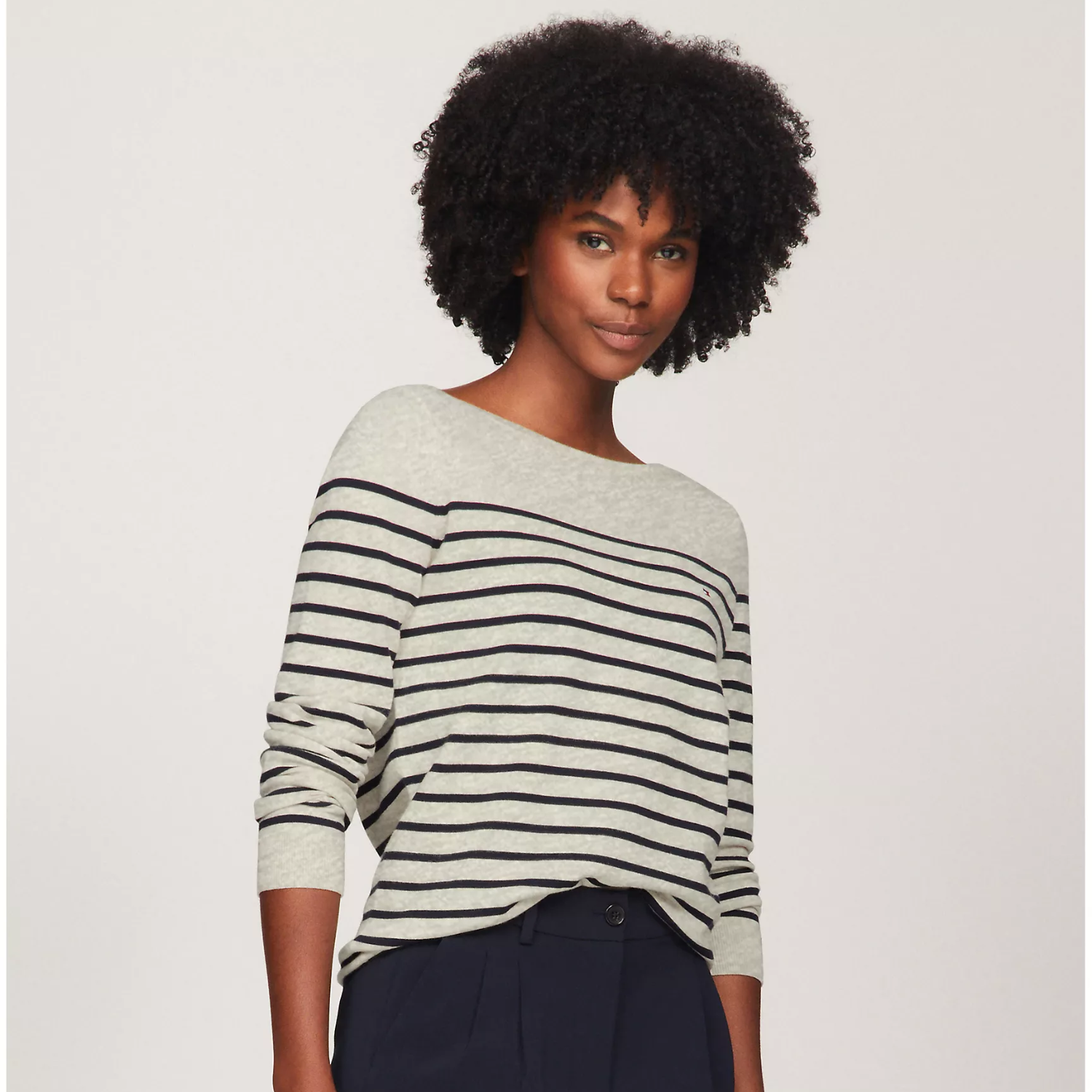 SUETER DE MUJER TOMMY HILFIGER RAYADO BEIGE/AZUL - 1