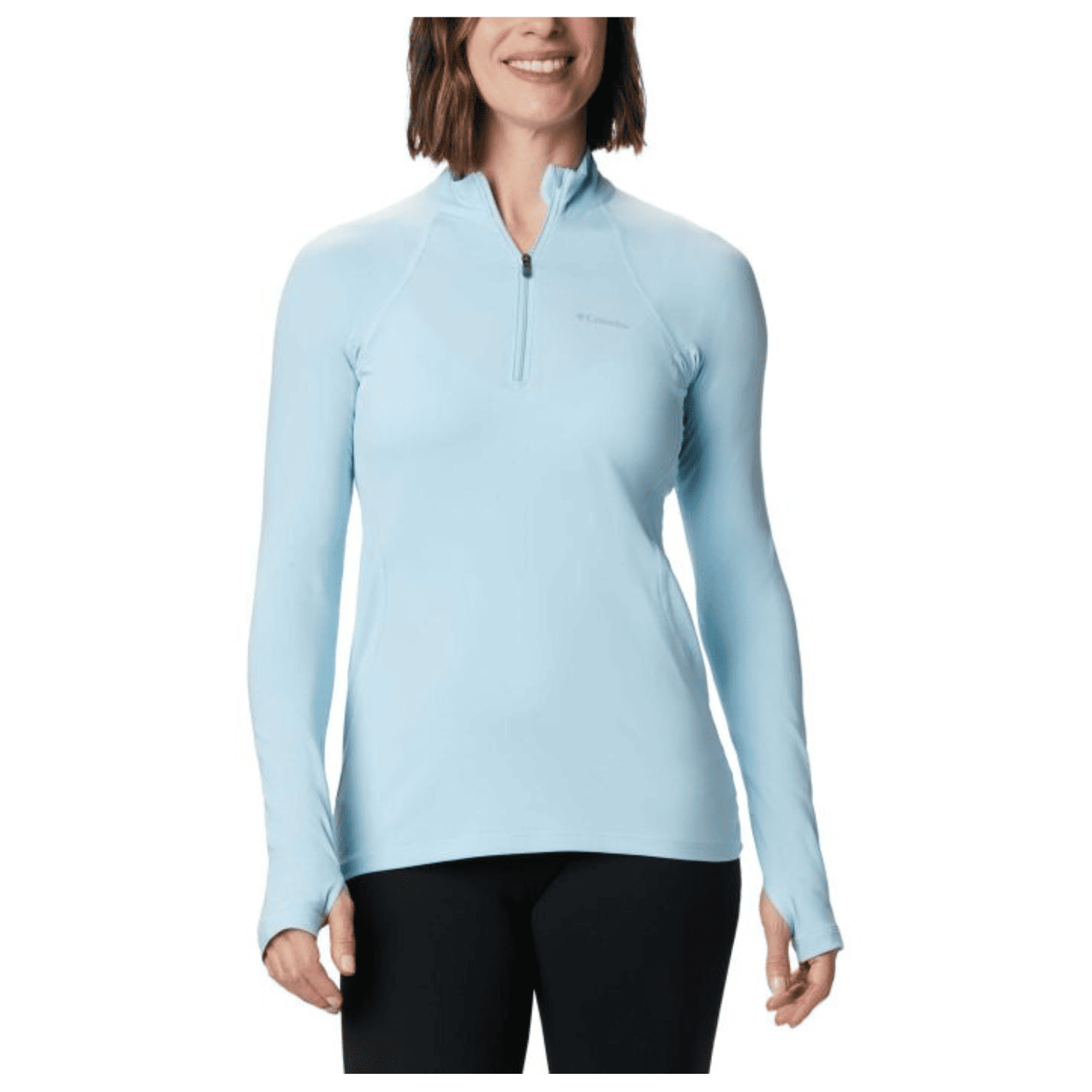 CAMISETA TERMICA INTERIOR MUJER COLUMBIA MIDWEIGHT ONMNI HEAT HALF ZIP GREEN - 1