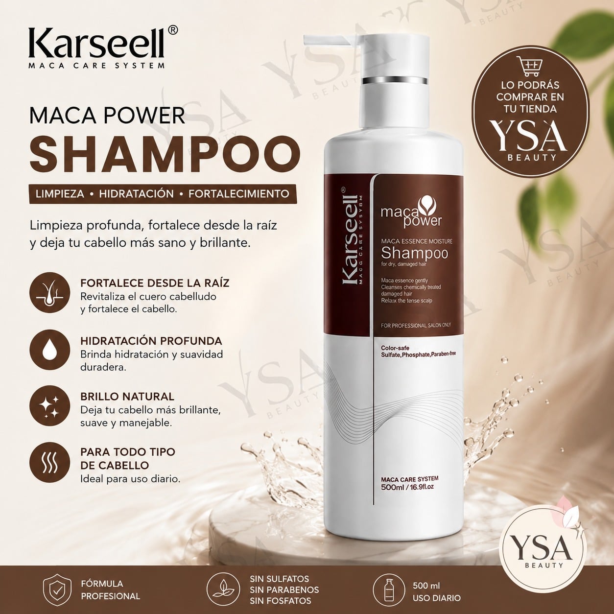 Shampoo Karseell Con Esencia De Maca Cuidado Capilar Profesional - 1