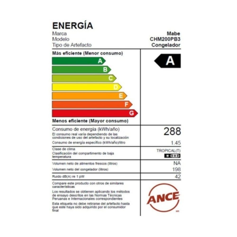 CONGELADORA HORIZONTAL MABE 198L CHM200PB3 BLANCO - 4