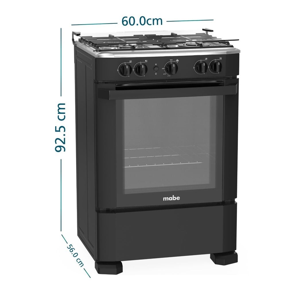COCINA DE PIE A GAS 4 HORNILLAS CMP6040FN0 MABE NEGRO - 8