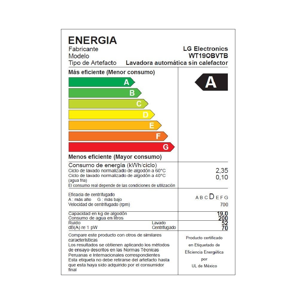 LAVADORA LG TURBODRUM 19 KG CARGA SUPERIOR ONYX NEGRO - WT19OBVTB - 7