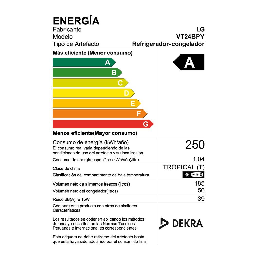 REFRIGERADOR LG VT24BPY TOP FREEZER 241 LITROS NO FROST PLATA - 7