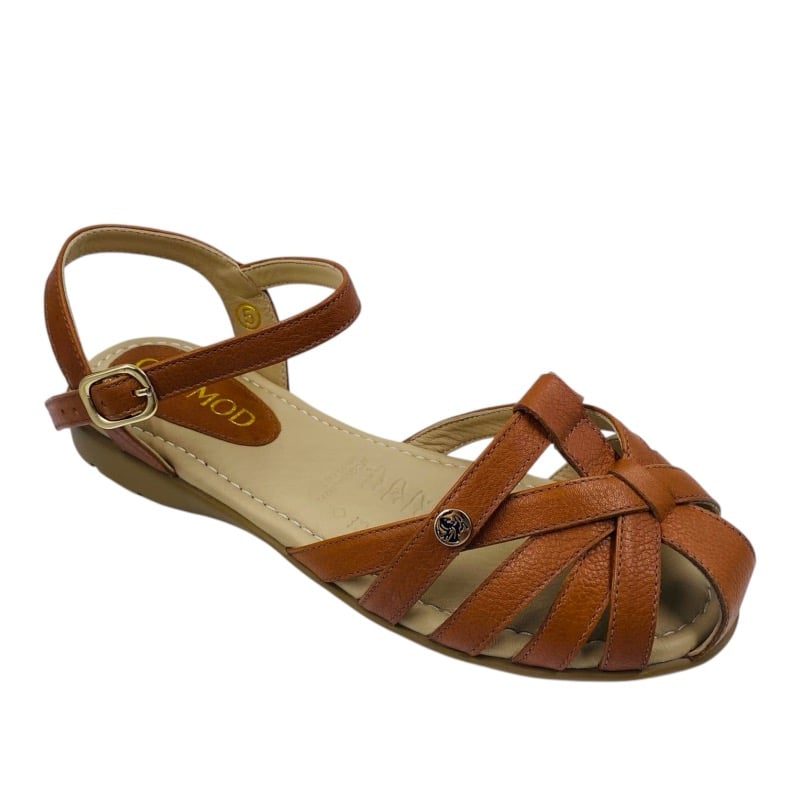 SANDALIAS MUJER CALIMOD CUERO CAMEL - 1