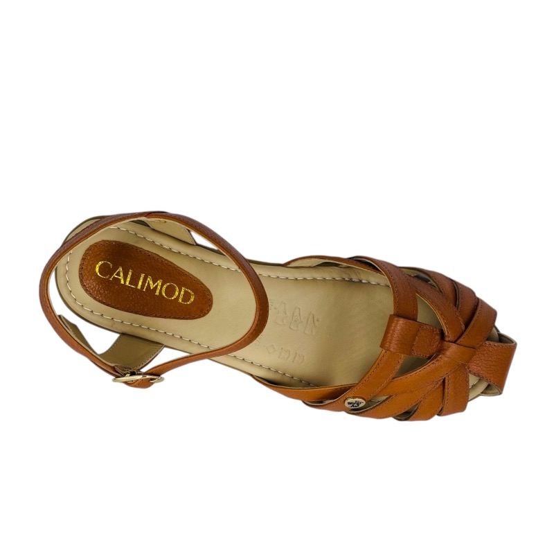 SANDALIAS MUJER CALIMOD CUERO CAMEL - 5