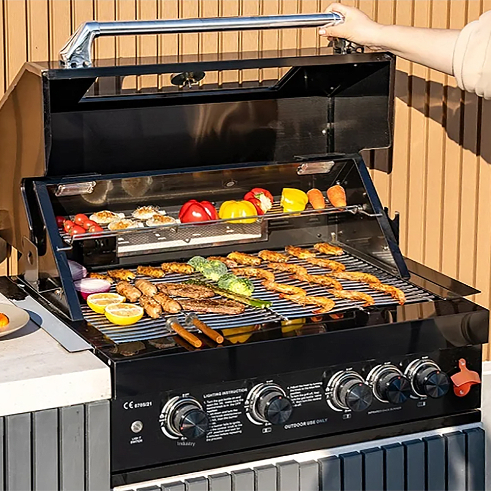 PARRILLA HIGRILL NEGRO A GAS MULTICOCCION 5 QUEMADORES EMBUTIR QUEMADOR INFRARROJO - 4