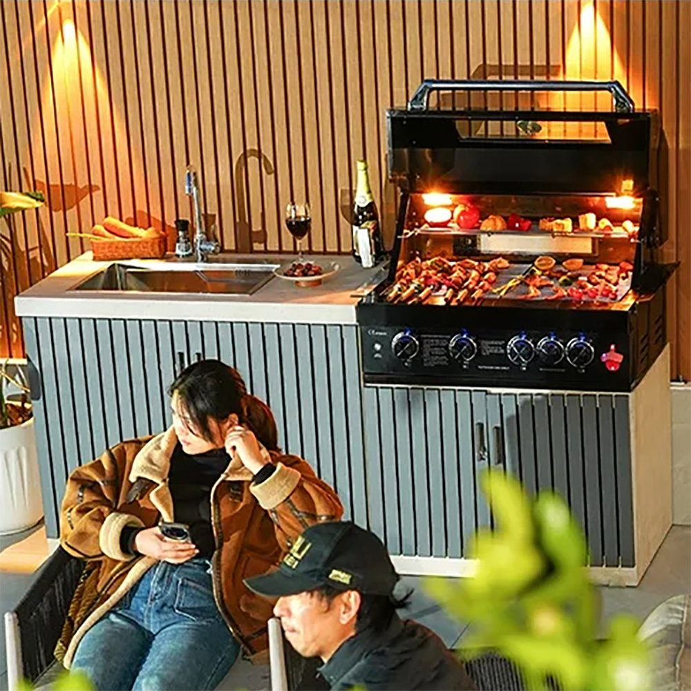 PARRILLA HIGRILL NEGRO A GAS MULTICOCCION 5 QUEMADORES EMBUTIR QUEMADOR INFRARROJO - 5