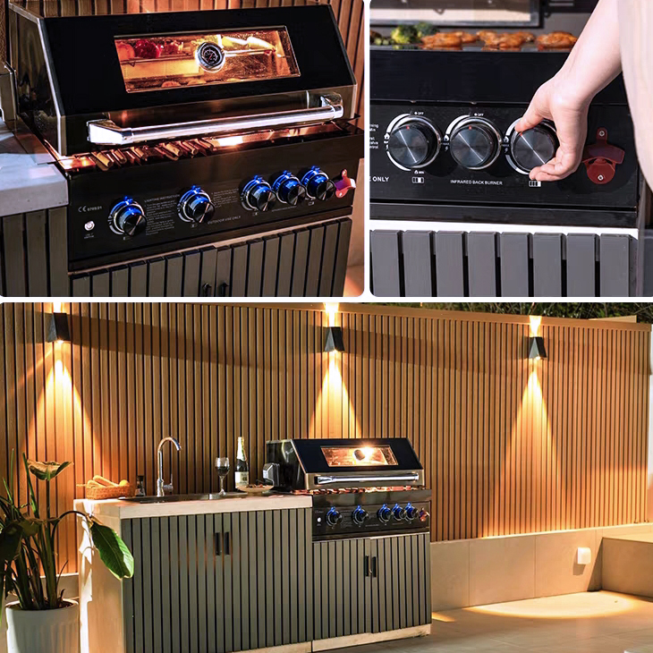 PARRILLA HIGRILL NEGRO A GAS MULTICOCCION 5 QUEMADORES EMBUTIR QUEMADOR INFRARROJO - 6