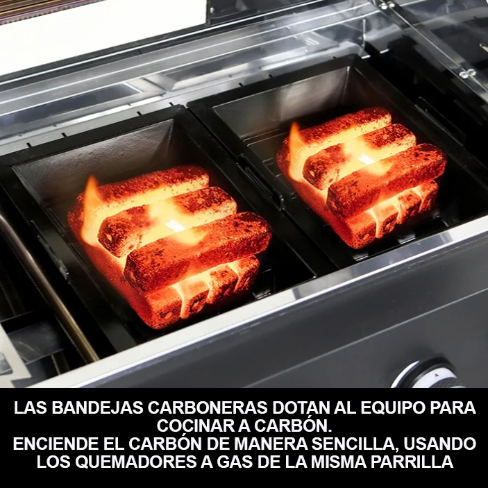 PARRILLA HIGRILL NEGRO A GAS MULTICOCCION 5 QUEMADORES EMBUTIR QUEMADOR INFRARROJO - 7