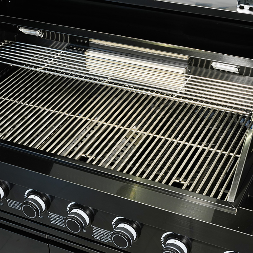 PARRILLA A GAS HIGRILL PRESTIGE SS BPI-F611 NEGRO MULTICOCCION 8 QUEMADORES CON QUEMADOR INFRARROJO Y GABINETE BAJO - 2