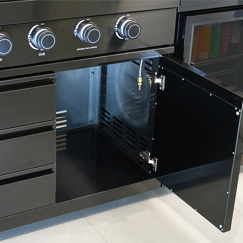 PARRILLA A GAS HIGRILL PRESTIGE SS BPI-F611 NEGRO MULTICOCCION 8 QUEMADORES CON QUEMADOR INFRARROJO Y GABINETE BAJO - 5