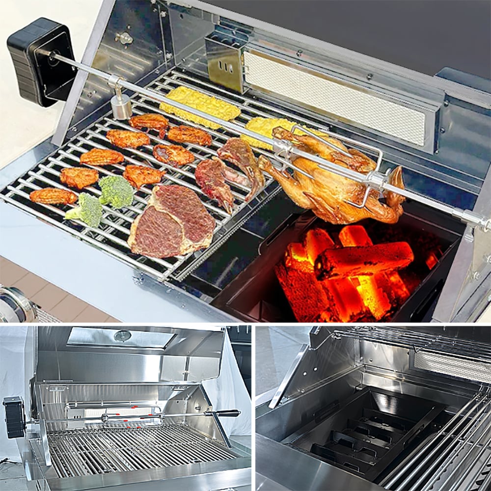 PARRILLA A GAS Y CARBON DE 5 QUEMADORES PARA EMPOTRAR DE ACERO INOXIDABLE 304 CON EQUIPAMIENTO HIGRILL FULL - 4