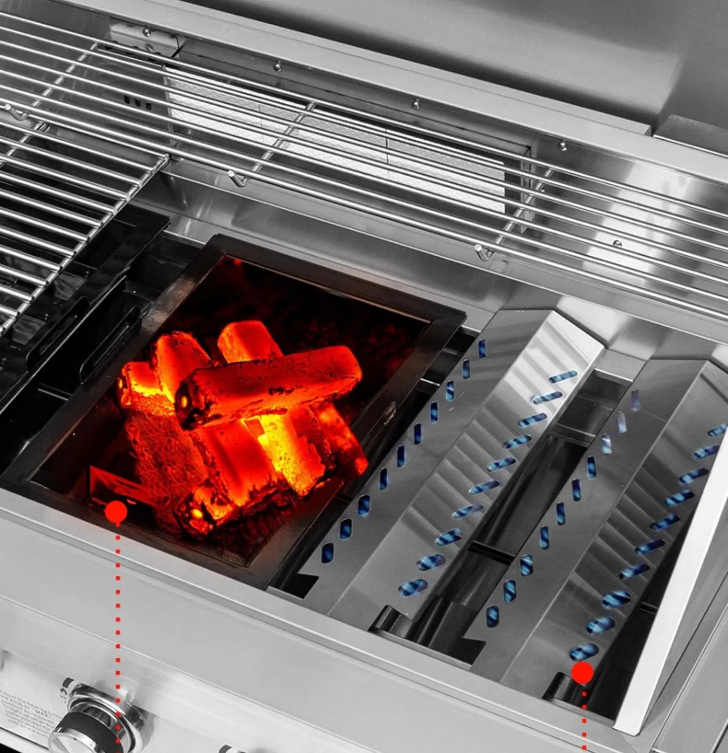 PARRILLA A GAS Y CARBON DE 5 QUEMADORES PARA EMPOTRAR DE ACERO INOXIDABLE 304 CON EQUIPAMIENTO HIGRILL FULL - 5