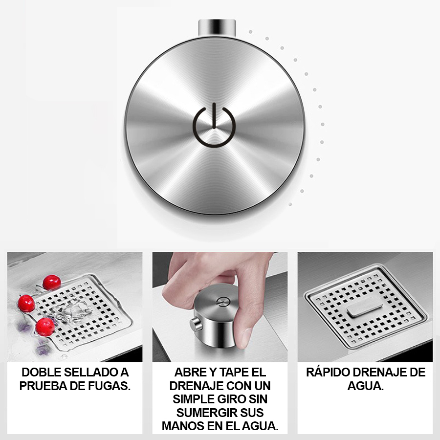 LAVADERO MULTIFUNCIONAL DE LUJO Y GRIFERIA DUAL DE ACERO INOXIDABLE 304 CON DISEÑO ESCALONADO Y BANDEJAS 6 FUNCIONES - 6