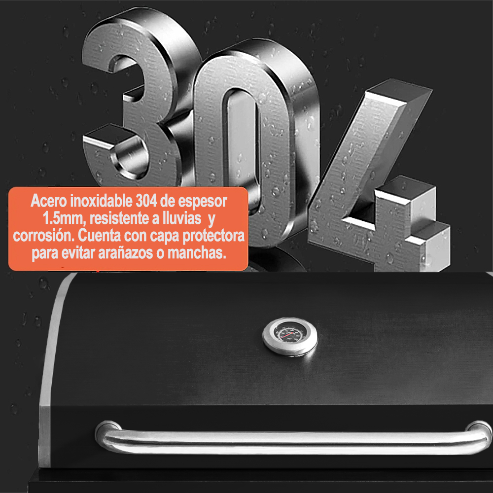 PARRILLA A GAS DE 4 QUEMADORES PARA EMPOTRAR DE ACERO INOXIDABLE 304 NEGRO - 70CM - 3