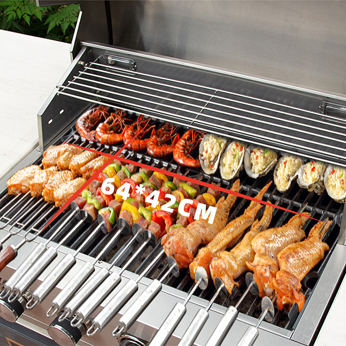 PARRILLA A GAS DE 4 QUEMADORES PARA EMPOTRAR DE ACERO INOXIDABLE 304 NEGRO - 70CM - 5