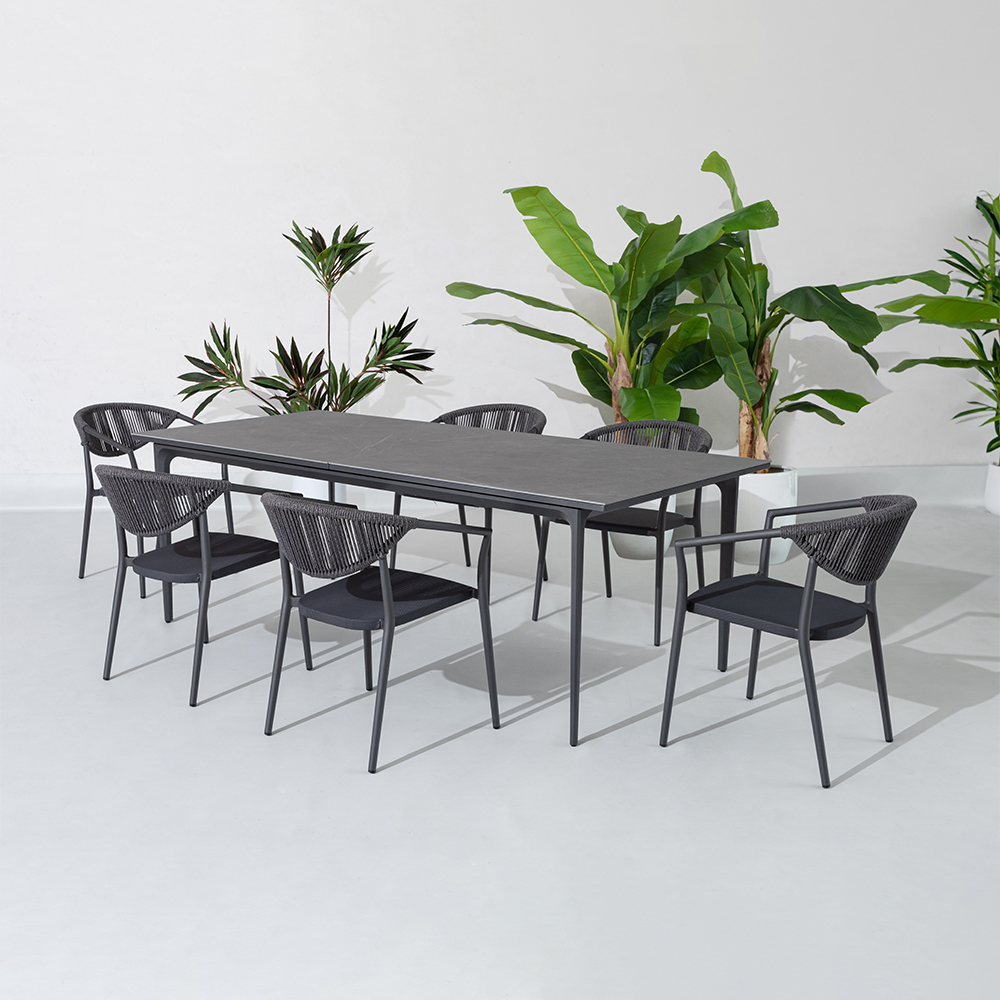 MESA EXTENSIBLE PARA COMEDOR DE TERRAZA PIEDRA SINTERIZADA PARA 6 A 10 PERSONAS - HILIVING - 7