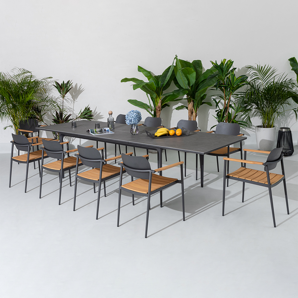 MESA EXTENSIBLE PARA COMEDOR DE TERRAZA PIEDRA SINTERIZADA PARA 6 A 10 PERSONAS - HILIVING - 8