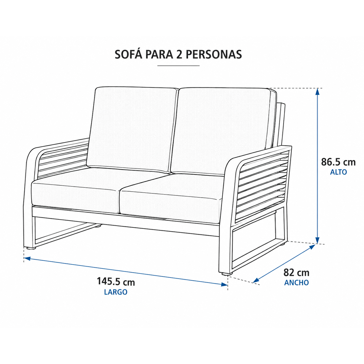 SOFÁ 2 CUERPOS PARA EXTERIOR DE MADERA TECSA Y ALUMINIO - 7